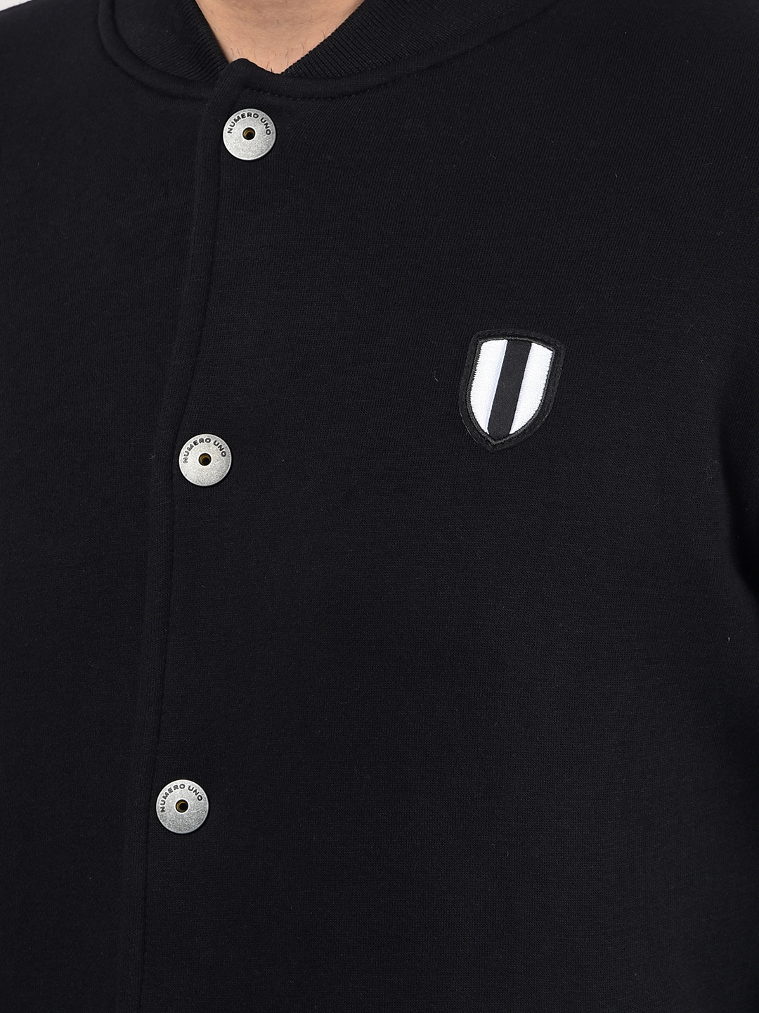 Numero Uno Men Black Mock Neck Regular Fit Sweatshirt